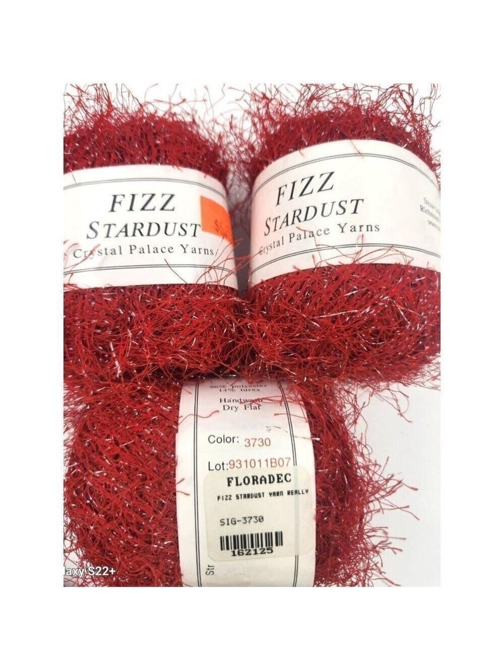 Yarn Fizz Stardust Crystal Palace Yarn Red Color 3730, 93101107 Crocheting, Knit